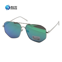 High Quality Special Design Green Mirrored Lenses Stainless Metal Sunglasses